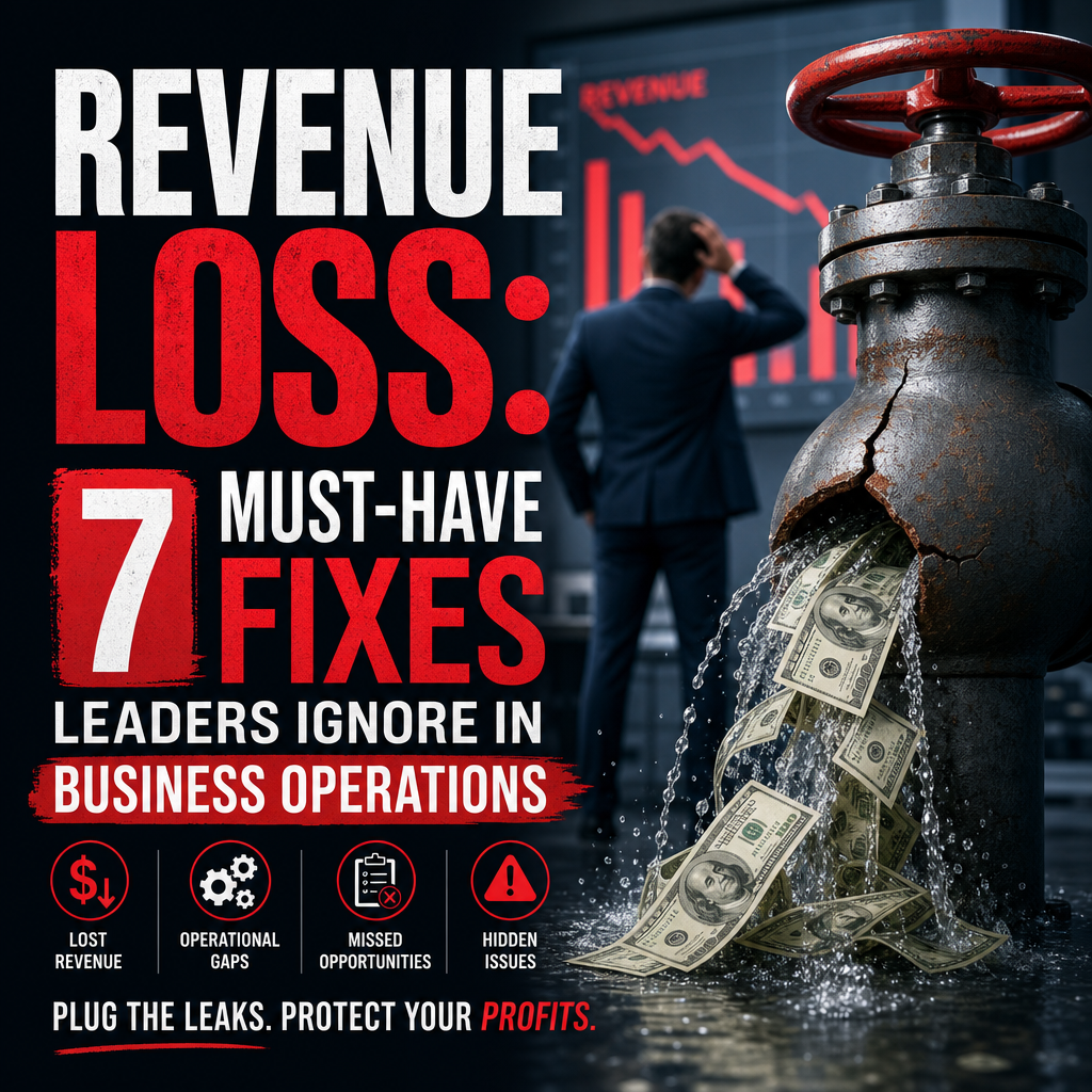 Illustration of Revenue Loss: 7 Must-Have Fixes Leaders Ignore in Business Operations