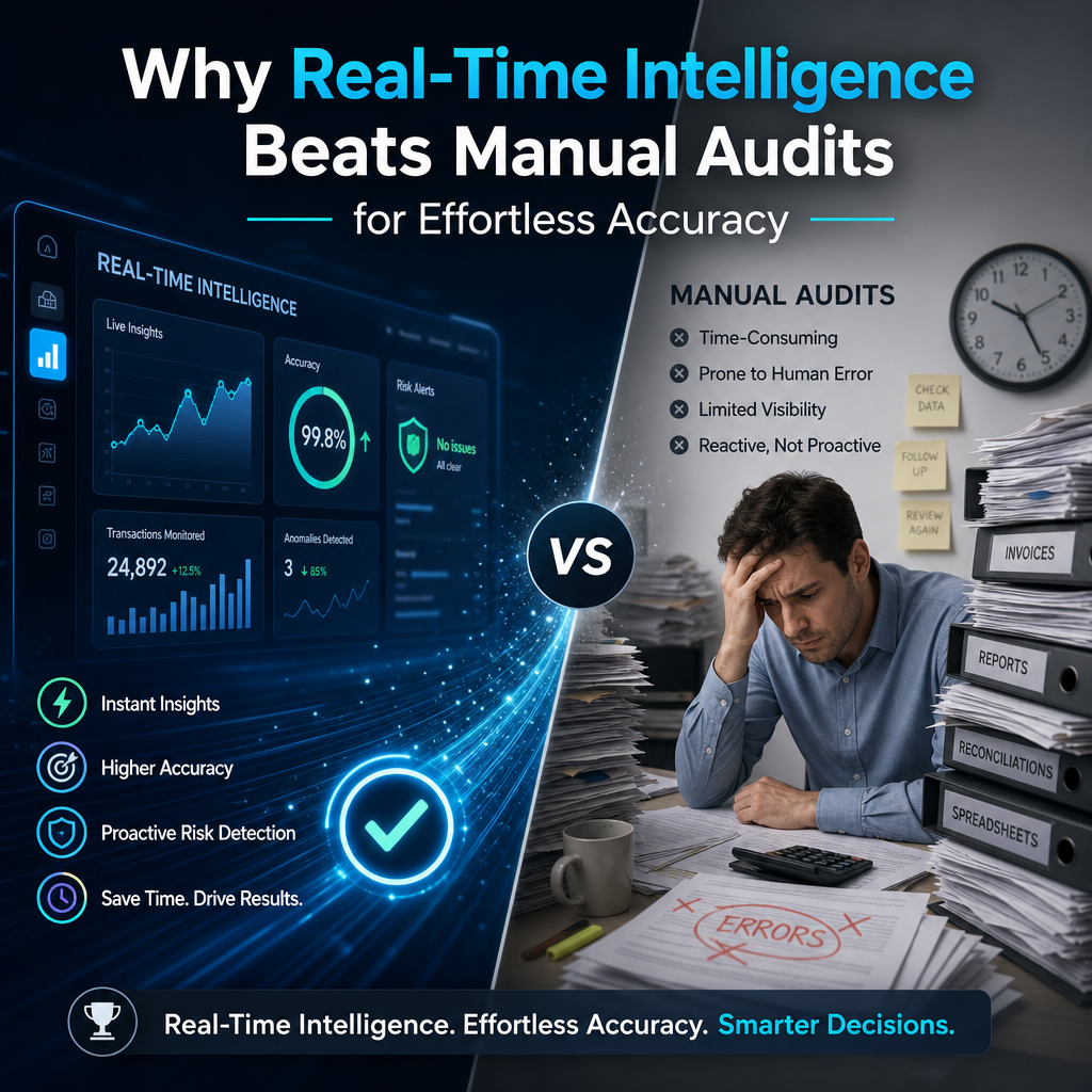 Illustration of Why Real-Time Intelligence Beats Manual Audits for Effortless Accuracy